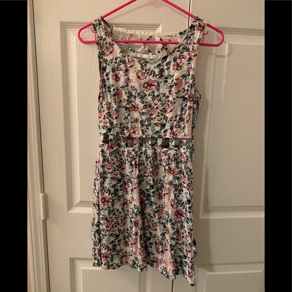Floral dress with front cuts and back straps